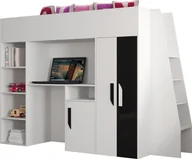 Łóżka dla dzieci i młodzieży - Minio, łóżko piętrowe "PARTY 15", uchwyty wykonane z MDF, kolor czarny / biały - miniaturka - grafika 1