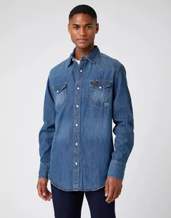Męska Koszula Jeansowa Wrangler Ls Workshirt Tinted Blue W5D1Ak725-M - Koszule męskie - miniaturka - grafika 1