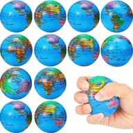 Zabawki sensoryczne - 12× gniotek relaks ANTYSTRESOWA miękka piłeczka ZIEMIA globus - miniaturka - grafika 1