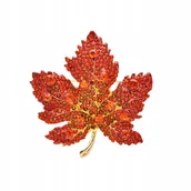 Broszki - ekskluzywna BROSZKA kolor złoty OZDOBA do ubrań LIŚĆ cyrkonie BIŻUTERIA - miniaturka - grafika 1