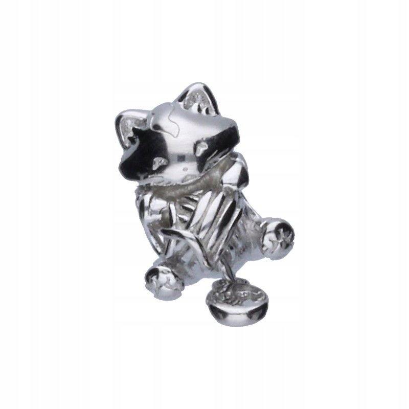Srebrna zawieszka BEAD 925 z motywem kotka wisiorek do bransoletki 3.44g