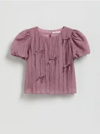 Bluzki dla dziewczynek - Reserved - Bluzka z kokardkami - jasnofioletowy - miniaturka - grafika 1