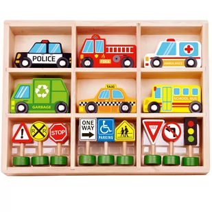 TOOKY TOY Droga Autostrada Puzzle + Pojazdy Samochody Znaki Drogowe - Tory, garaże, parkingi - miniaturka - grafika 2