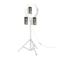 Selfie stick - Selfie stick/statyw Remax z uchwytem na telefon i lampą LED (biały) - miniaturka - grafika 1