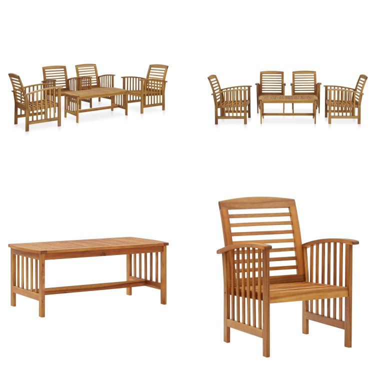 vidaXL 5-częściowy zestaw wypoczynkowy do ogrodu z litego drewna akacjowego - Zestaw wypoczynkowy do ogrodu - Zestawy wypoczynkowe do ogrodu - Meble ogrodowe - Zestaw mebli ogrodowych