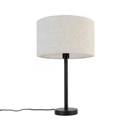 Lampy stojące - QAZQA Nowoczesna lampa stołowa czarna z abażurem boucle jasnoszarym 35 cm - Simplo - miniaturka - grafika 1