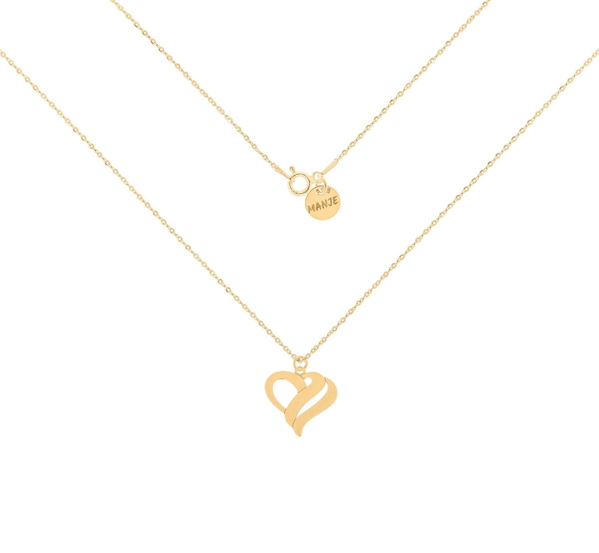 Pozłacany naszyjnik z sercem 50 cm