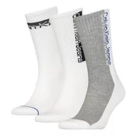 Skarpetki męskie - Calvin Klein Męskie skarpetki Crew Calvin Klein Jeans Athleisure Men's Crew Socks 3-pak, biały, jeden rozmiar - miniaturka - grafika 1