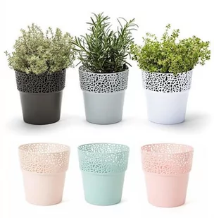 Pigmejka ROSA Osłonka ażurowa do kwiatów,  szara, 14,5x14,5x15,5 cm - Donice - miniaturka - grafika 1