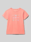 Koszulki dla dziewczynek - t-shirt z okrągłym dekoltem i nadrukiem z motywem - miniaturka - grafika 1