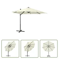 Parasole ogrodowe - The Living Store Parasol wiszący z lampkami LED i słupkiem - 300 cm - piaskowy - Parasol Wiszący - miniaturka - grafika 1