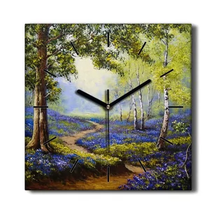 Kuchenny zegar na płótnie Las drzewo kwiaty 30x30, Coloray - Zegary - miniaturka - grafika 1
