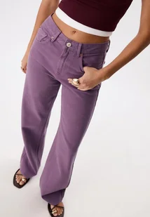 Stradivarius D92 jeansy o prostym kroju typu wide leg Fioletowy 40 - Spodnie damskie - miniaturka - grafika 1