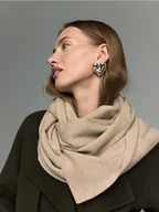 Apaszki i szaliki damskie - Reserved - Wełniany szalik z domieszką kaszmiru - beżowy - miniaturka - grafika 1
