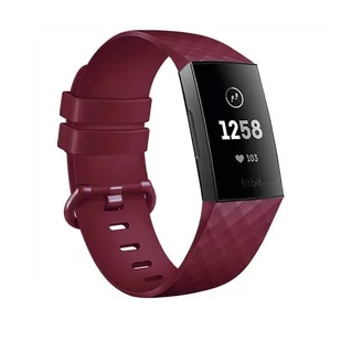 Opaska Pasek Bransoleta Smoothband Fitbit Charge 3 / 4 Bordowa - Akcesoria do smartwatchy - miniaturka - grafika 1