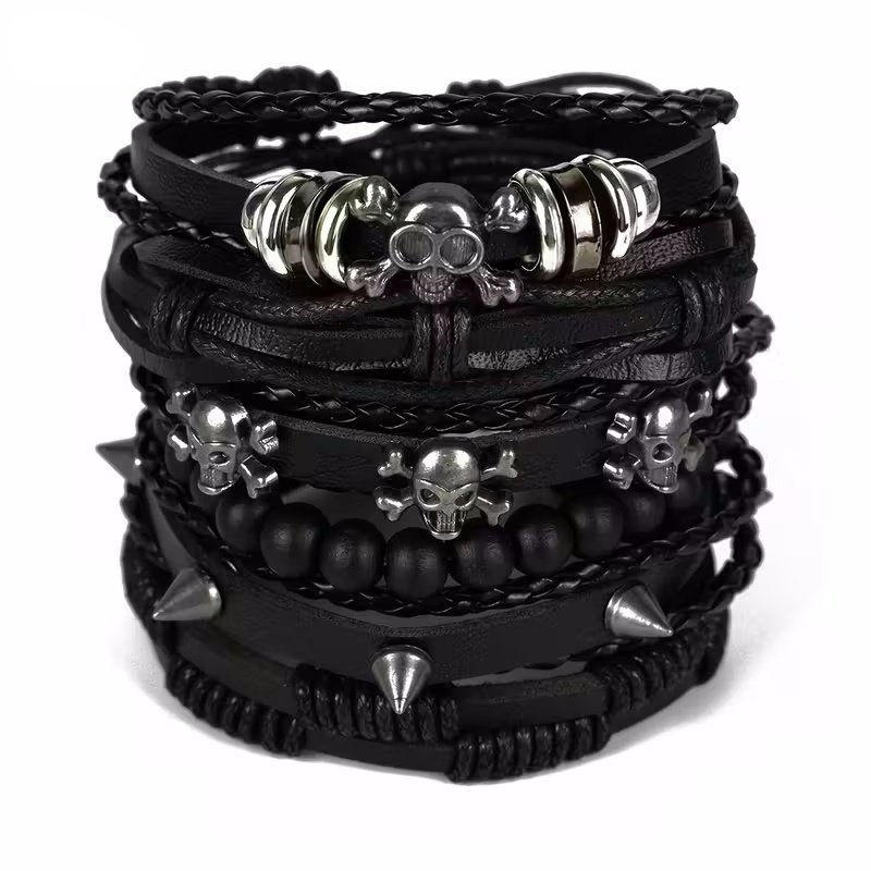 Męska Bransoletka Mix Wzorów Czarna x6szt.