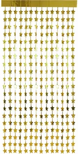 Kurtyna Gwiazdki metaliczna złota - 100 x 200 cm - Sylwester - miniaturka - grafika 1