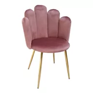Krzesła - Krzesło muszelka różowe DC-1800 Złote nogi, Welur 44 - miniaturka - grafika 1