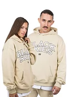 Bluzy męskie - Blackskies Męska bluza z kapturem Team Oversize Heavyweight Hoodie Sweater Hooded, Bluza z kapturem, beżowo-czarna, L - miniaturka - grafika 1