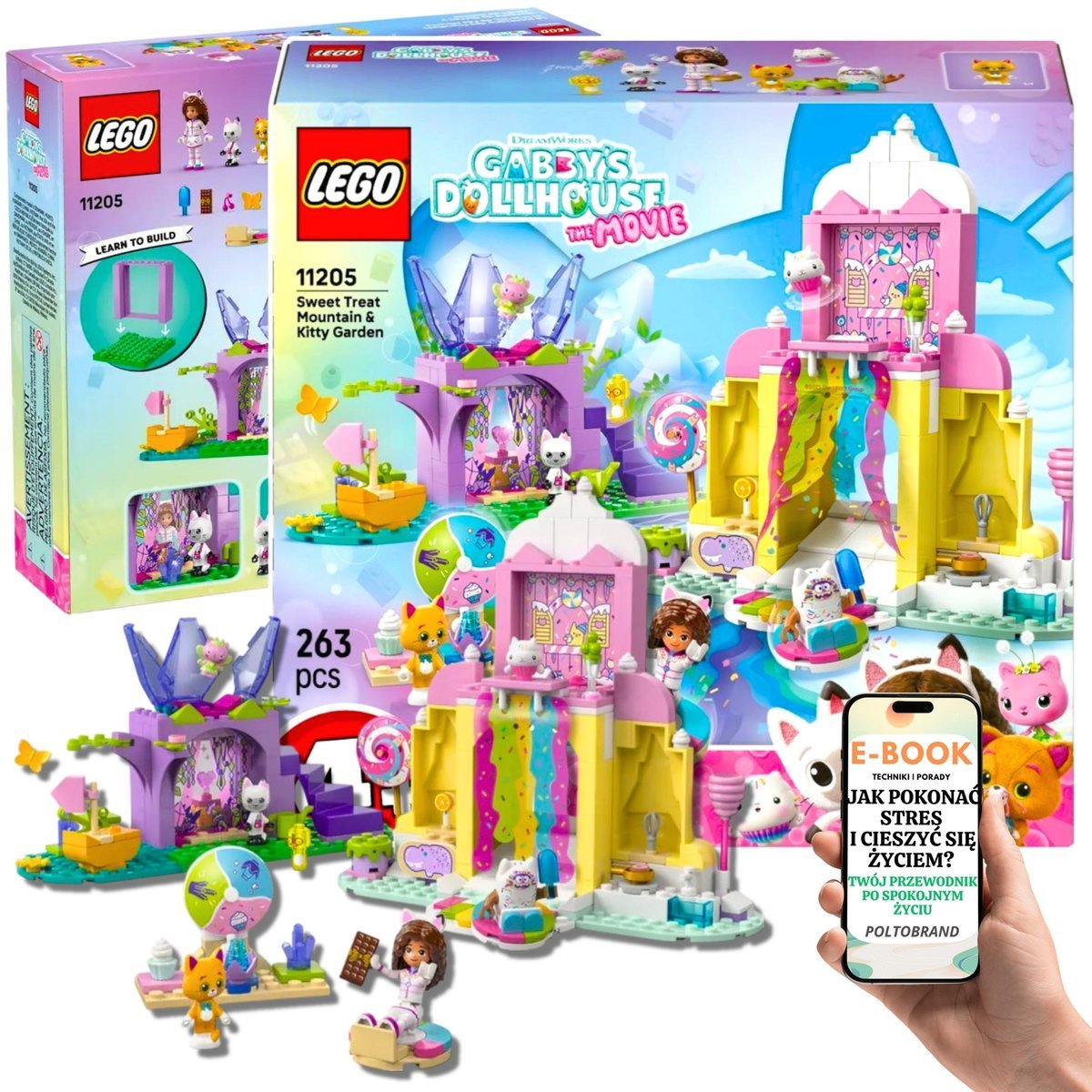 ZESTAW LEGO® KOCI DOMEK GABI 2 światy: słodka ŁAKOCIOWA GÓRA i magiczny KICIOWY OGRÓDEK Lego Prezent Dla Wnuczki Córki 5 6 7 8 9 10 Latki + EBOOK-1