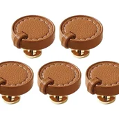 Zawiasy, okucia i inne akcesoria - Zestaw 5 skórzanych uchwytów do szuflad do szafek, komód, szafek - miniaturka - grafika 1
