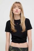 Koszulki sportowe damskie - Diesel t-shirt bawełniany damski kolor czarny - miniaturka - grafika 1