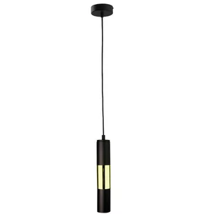 KET LAMPA wisząca KET1254 metalowa OPRAWA zwis tuba czarna złota KET1254 - Lampy sufitowe - miniaturka - grafika 1