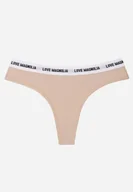 Majtki damskie - Beżowe Majtki Typu Stringi z Bawełną i Napisami Veza - miniaturka - grafika 1