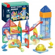 Klocki - Świecący Tor Magnetyczny Led Z Windą Klocki Konstrukcyjne Dla Dzieci 69 El - miniaturka - grafika 1