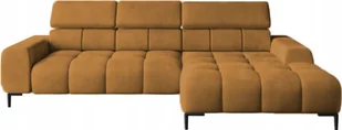 DomoHome Narożnik tapicerowany w kształcie litery L prawy bok 177x270 cm Narożnik z funkcją spania Sofa rozkładana Funkcja spania Małe 3 siedziska Regulowane zagłówki Regulowane siedzisko Złoty - Sofy i kanapy - miniaturka - grafika 1