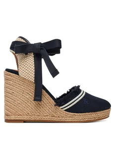 Tommy Hilfiger Espadryle Fringe Canvas High Wedge FW0FW08878 Granatowy - Espadryle damskie - miniaturka - grafika 1