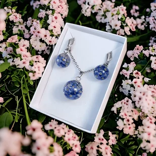 Zestaw kul z kwiatami Niezapominajki cyrkonia - Naszyjniki - miniaturka - grafika 1