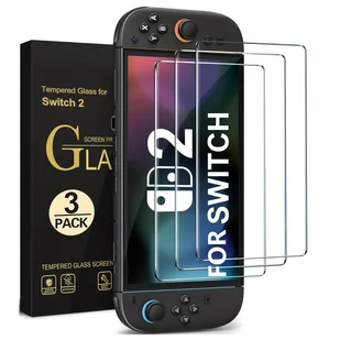 TEMU 3 szt. Szkieł Hartowanych Ochronnych na Ekran do Nintendo Switch 2 (Model 2025) - Przezroczysta Ochrona HD Przeciw Zarysowaniom, Transparentna - Akcesoria do Nintendo - miniaturka - grafika 1