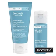 Zestawy kosmetyków damskich - Paulas Choice Resist Perfectly Balanced Foaming Cleanser + Resist Super Light Daily Wrinkle SPF 30 ZESTAW Pianka oczyszczająco-normalizująca 30 ml + Lekki krem nawilżający z filtrem dla skóry tłustej i mieszanej 60 ml - miniaturka - grafika 1