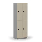 Szafki biurowe - Drewniana szafka skrytkowa, 4 schowki, zamek kodowy, szary/brzoza - miniaturka - grafika 1