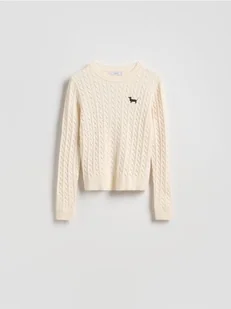 Reserved - Sweter z haftem - kremowy - Swetry damskie - miniaturka - grafika 1