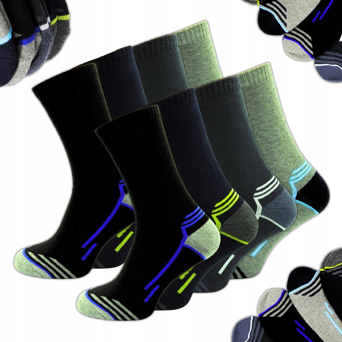 8 x Skarpety Męskie ZESTAW DŁUGIE 42-46 BAWEŁNA 95% TERMICZNE GRUBE CIEPŁE