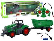 Zabawki zdalnie sterowane - Zdalnie Sterowany Ciągnik Traktor R/C z Przyczepą 1:24 Światła Zielony - miniaturka - grafika 1