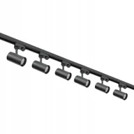 Lampy sufitowe - Zestaw szynowy 3 fazowy szyna 2m, 6x Lampa Czarny kompletny zestaw - miniaturka - grafika 1