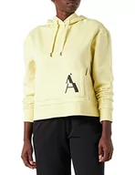 Bluzy damskie - Armani Exchange Damska bluza z kapturem, kieszenie, logo na przodzie, Spotlight Green, Large - miniaturka - grafika 1