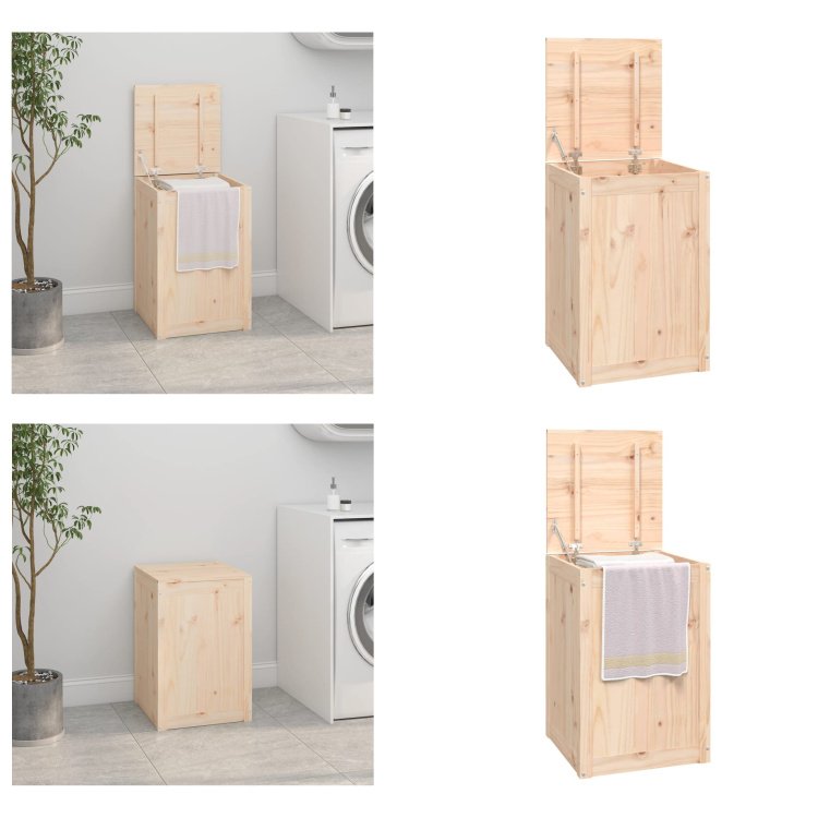 vidaXL Skrzynia na pranie 44x44x66 cm lite drewno sosnowe - Skrzynia na pranie - Skrzynia na pranie - Skrzynia na pranie - Kosz na pranie