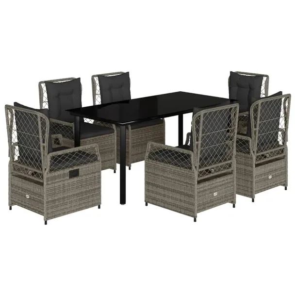 Zestaw mebli ogrodowych rattan PE - 160x80x74 cm, czarny/szary