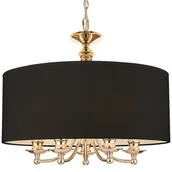 Lampy sufitowe - EVO Wisząca LAMPA abażurowa P05896AU EVO okrągła OPRAWA klasyczna ZWIS na łańcuchu czarny złoty P05896AU - miniaturka - grafika 1