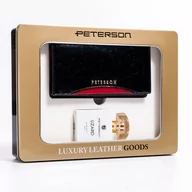 Portfele - Zestaw prezentowy: skórzany portfel damski na zatrzask i woda perfumowana Lizard — Peterson - miniaturka - grafika 1