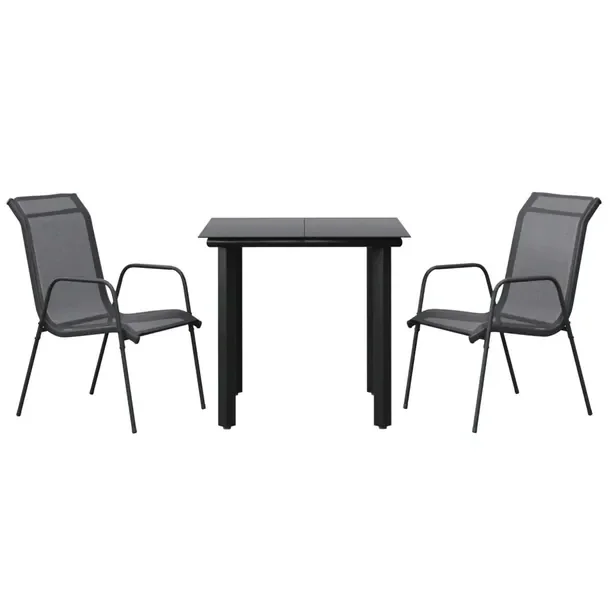 Zestaw Mebli Ogrodowych ze Stali i Szkła, Stół 80x80x74 cm, Krzesła 51x