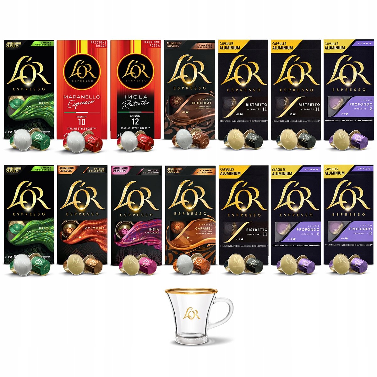 Kapsułki L'or do Nespresso(r)* mix 12+2 opakowania filiżanka Gratis!