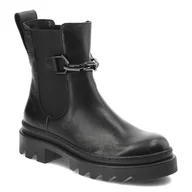 Botki damskie - Czarne Botki Nessi Modne Skórzane Buty Damskie - miniaturka - grafika 1