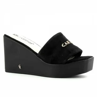 Czarne klapki na koturnie CARINII - Carinii - Klapki i japonki damskie - miniaturka - grafika 1