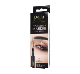 Delia Cosmetics Eyebrow Expert Piórkowy Marker do brwi - kolor czarny 1szt - Akcesoria i kosmetyki do stylizacji brwi - miniaturka - grafika 1