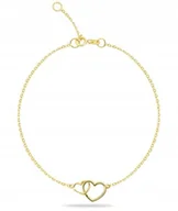 Bransoletki - ZŁOTA BRANSOLETKA DWA SERCA LOVE MIŁOŚĆ SERCE 333 - miniaturka - grafika 1